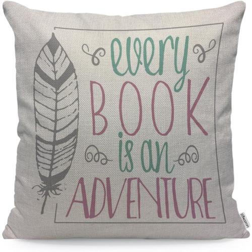 Chaque Livre Est Une Aventure Housse De Coussin Phrase Feuille Hous... on Productcaster.