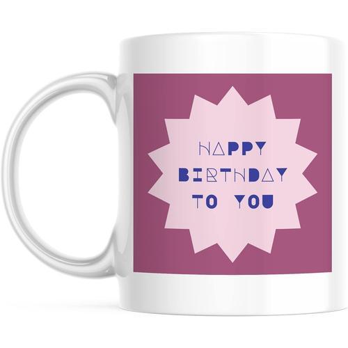 Tasse Personnalisee De Joyeux Anniversaire Violet Et Rose - Avec Op... on Productcaster.