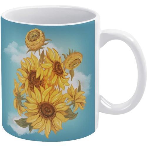 Tasse A Cafe Theme Floral Tournesols Tasse En Ceramique Ciel Bleu T... on Productcaster.