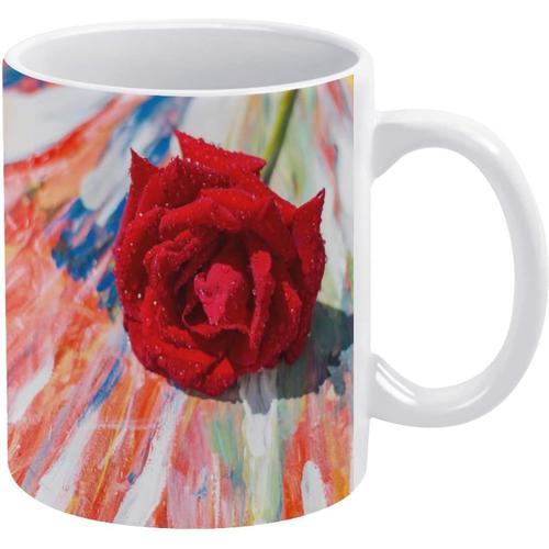 Tasse A Cafe Rose Rouge Coloree Tasse En Ceramique Pour La Saint-Va... on Productcaster.