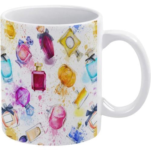 Bouteilles De Parfum Aquarelle Tasse A Cafe Tasse En Ceramique Pour... on Productcaster.