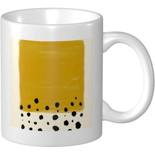 Grande Tasse A Cafe En Ceramique Jaune Moutarde Et Noire, Grande Ta... on Productcaster.