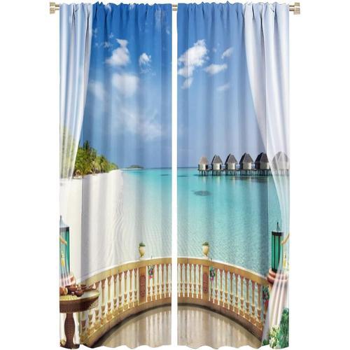 Rideaux Tropicaux Paysage De Bord De Mer Plage Tringle Poche Rideau... on Productcaster.