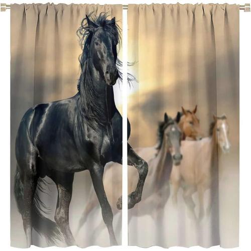 Rideaux De Cheval, Foret D'hiver, Groupe De Chevaux Sauvages Realis... on Productcaster.