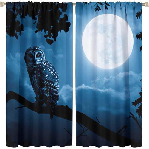 Rideaux Occultants Mignons En Forme De Hibou, Foret Amusante, Nuit,... on Productcaster.