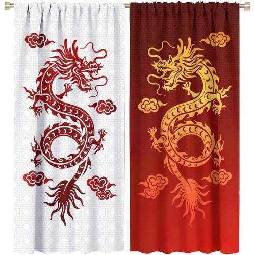 Rideaux Occultants En Forme De Dragon Chinois, Style Retro Japonais... on Productcaster.