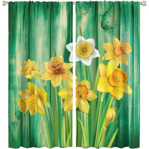 Rideaux De Jonquilles Rustiques, Rideaux Occultants De Jonquilles D... on Productcaster.