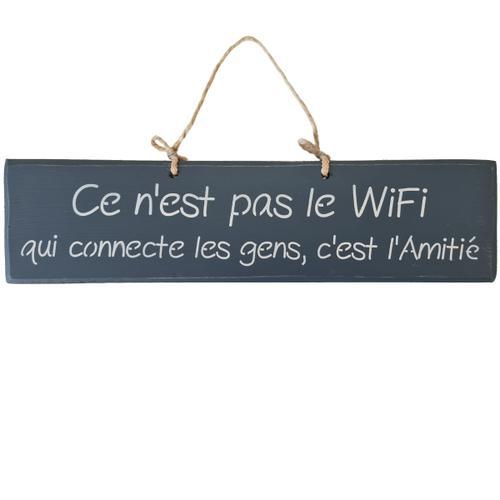 Plaque décorative en bois bleue foncé - Ce n'est pas le wifi on Productcaster.