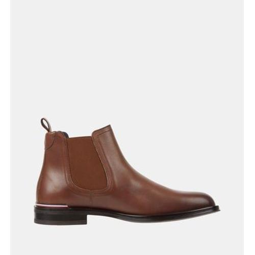 Tommy Hilfiger - Boots Chelsea En Cuir Lisse - Marron - 42 on Productcaster.