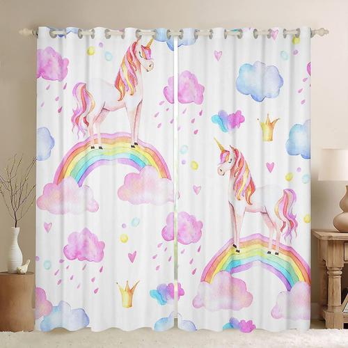 Rideaux De Fenetre Licorne Arc-En-Ciel, Traitements De Fenetre Pour... on Productcaster.