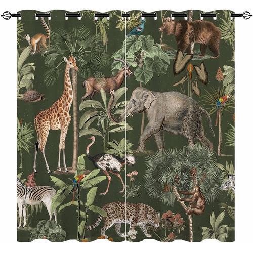 Rideaux D'animaux Sauvages Safari ¿C Ours, Girafe, Elephant, Guepar... on Productcaster.