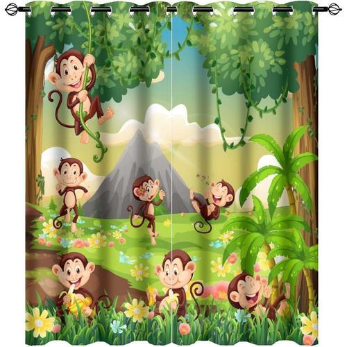 Rideaux De Singe De Dessin Anime Pour Chambre A Coucher, Singes Dan... on Productcaster.