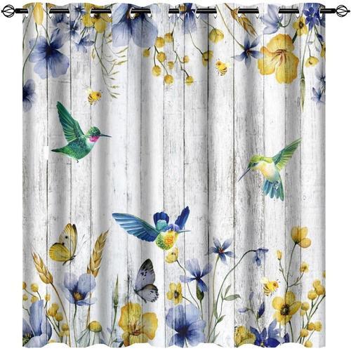 Rideaux De Colibri Aquarelle, Ferme Rustique En Bois, Fleur De Vign... on Productcaster.