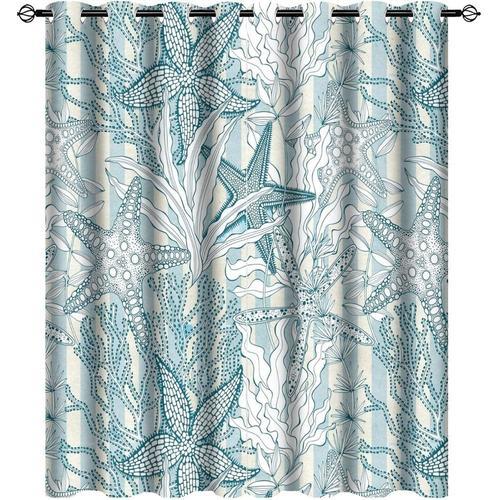 Rideaux C?Tiers Aquarelle Nautique Plage Ocean Theme Etoiles De Mer... on Productcaster.