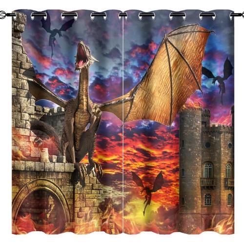 Rideaux De Dragon Fantastiques Pour Chambre A Coucher, Chateau Vint... on Productcaster.