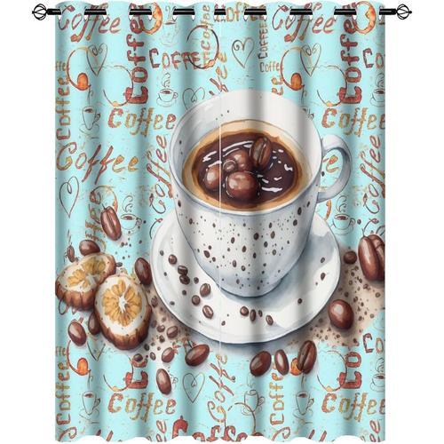 Rideaux De Tasse De Cafe Bleu Sarcelle Aquarelle Pour Chambre A Cou... on Productcaster.