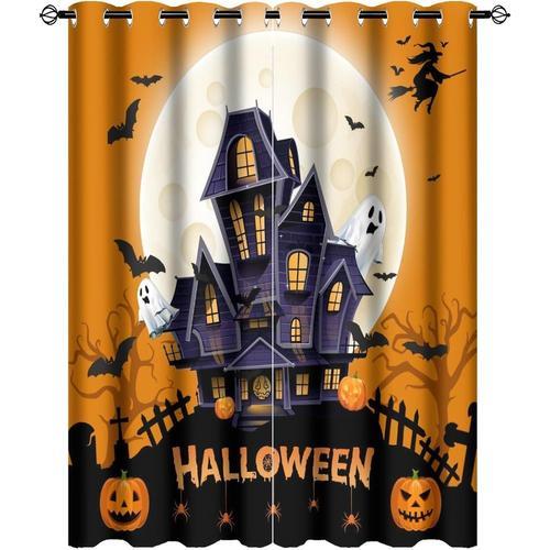 Rideau Occultant Halloween Mignon Boo Effrayant Toile D'araignee De... on Productcaster.