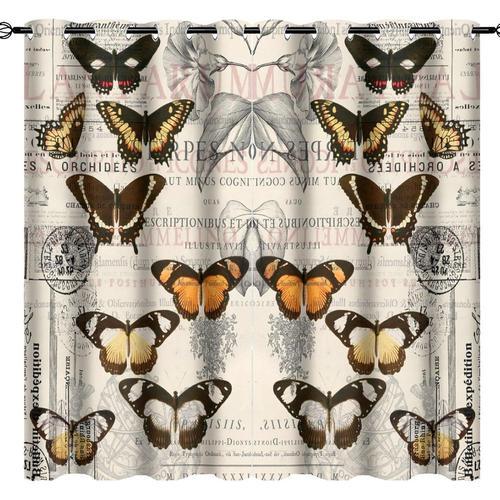 Rideau Occultant En Forme De Papillons Aquarelle Vintage, Motif Flo... on Productcaster.