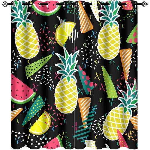 Rideaux D'ananas Geometriques Colores D'ete Jaune Fruits Tropicaux ... on Productcaster.