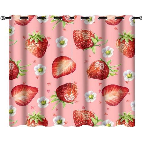 Rideaux De Fraise Mignons De Dessin Anime Et Fruits Tropicaux D'ete... on Productcaster.