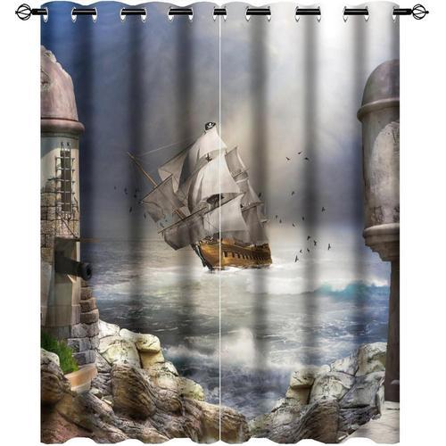 Rideaux De Bateau Pirate Nautique, Voilier Ocean, Voile, Aventure E... on Productcaster.