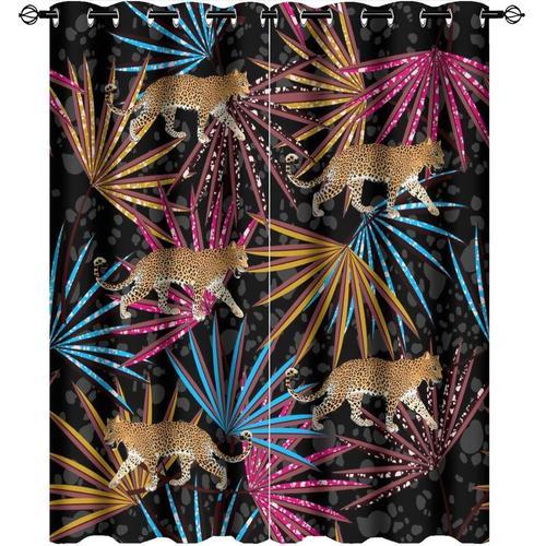 Rideaux Imprimes Leopard Modernes Du Milieu Du Siecle, Feuilles De ... on Productcaster.