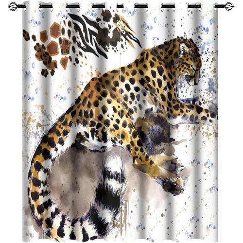 Rideaux De Style Leopard Aquarelle Faune Tropicale Leopard Jungle A... on Productcaster.