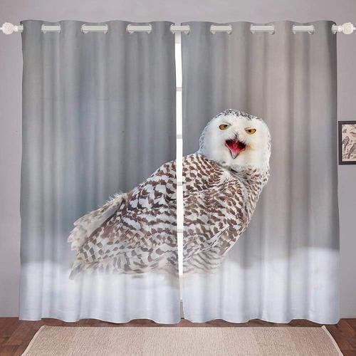 Rideaux De Fenetre En Forme De Hibou, Hibou Mignon Sur La Neige, Ri... on Productcaster.