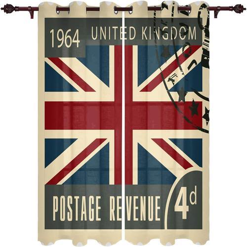 Rideaux De Timbres Vintage De Londres, Rideau De Fenetre, Rideau Oc... on Productcaster.