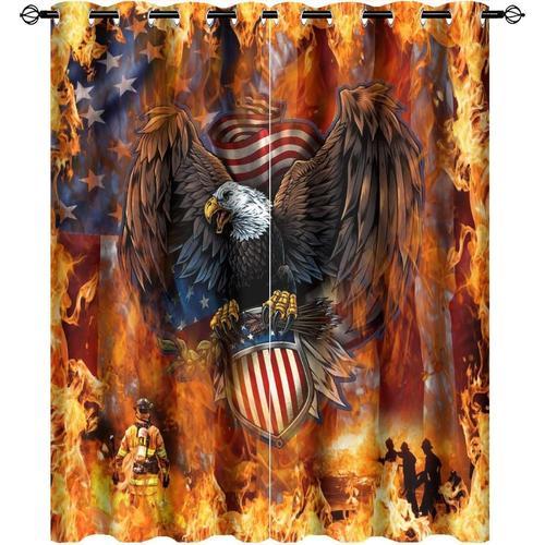 Rideaux Occultants Ultra Doux De Pompier De Drapeau Americain Rusti... on Productcaster.