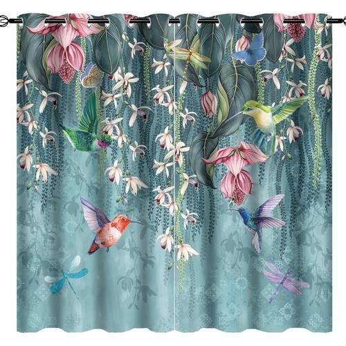 Rideaux Occultants En Forme De Colibri A Fleurs Tropicales Pour Cha... on Productcaster.