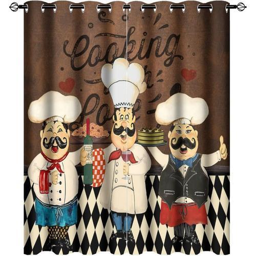 Rideaux Occultants Retro De Chef De Cuisine Pour Chambre A Coucher,... on Productcaster.