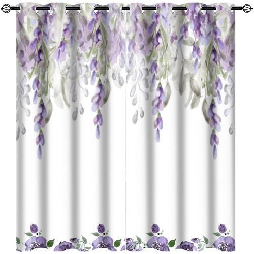 Rideaux Occultants A Fleurs Lilas Aquarelle - Rideaux De Fenetre A ... on Productcaster.