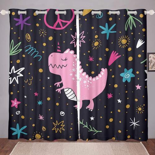 Rideaux Noirs De Dinosaure Bleu, Pour Chambre A Coucher, Couleur Fo... on Productcaster.