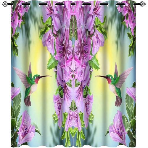 Rideaux Occultants Ultra Doux Avec Fleurs Violettes Et Colibris, De... on Productcaster.