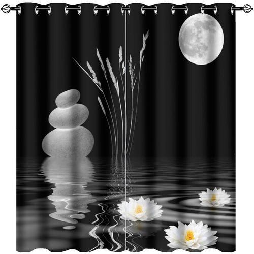 Rideaux Occultants Ultra Doux Zen Full Moon Stone, Theme Du Jardin ... on Productcaster.