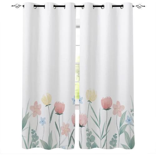 Rideaux Pour Salon Chambre A Coucher, Jolies Fleurs Roses De Printe... on Productcaster.