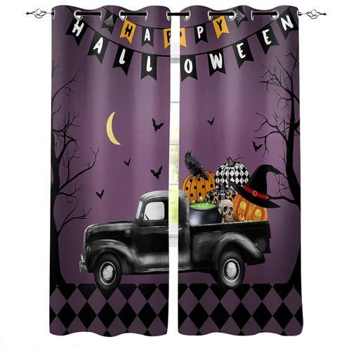 Rideaux Pour Salon Chambre A Coucher, Joyeux Halloween Citrouille C... on Productcaster.