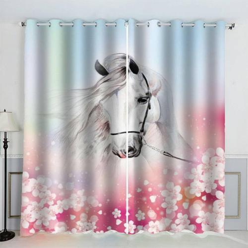 Rideaux Occultants Doux, Peinture A L'aquarelle, Fleurs De Cheval, ... on Productcaster.