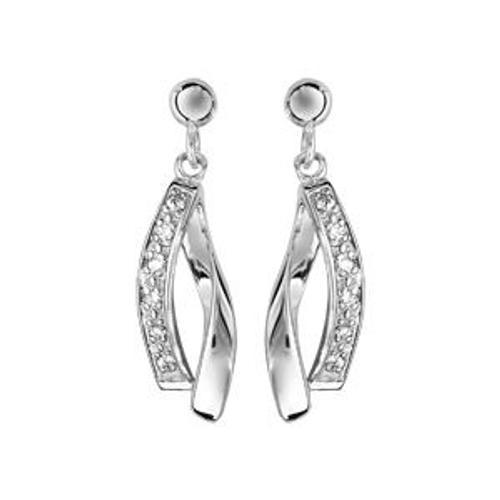 Boucles D'oreilles Tige Argent Rhodié Oxydes Blancs Sertis on Productcaster.