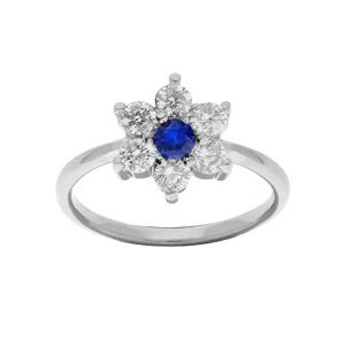 Bague Argent Rhodié Marguerite Oxydes Centre Bleu Foncé Et Contour ... on Productcaster.