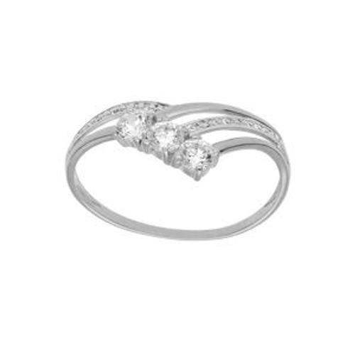 Bague Argent Platiné Forme Pointe Oxydes Blancs Sertis on Productcaster.