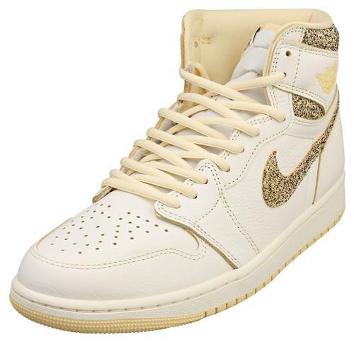 Nike Air Jordan 1 Retro Hi - Baskets De Cuir Pour Homme - Beige Et ... on Productcaster.