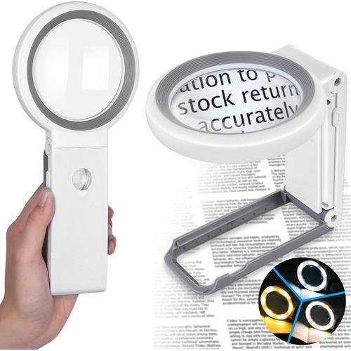 Loupe Avec Lumière Et Support (Blanc) 30x 10x, Loupe À Main Pliante... on Productcaster.