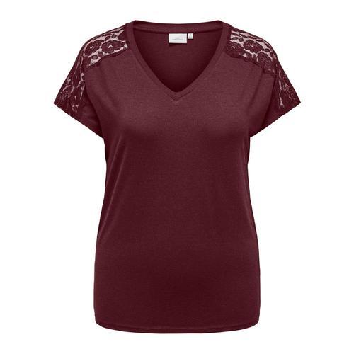 T-Shirt Bordeaux Femme Only Carmakoma Lace Top on Productcaster.