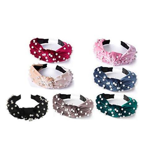 7 Pcs Top Noeud Bandeau Avec Perles Velours Bandeaux Artificielle P... on Productcaster.