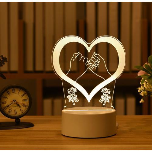 Lampe D'amour Romantique En Acrylique 3d Pour La Maison,Veilleuse P... on Productcaster.