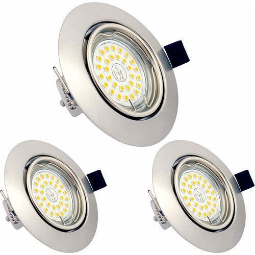 Lot De 3 Spots Led Encastrables Orientables Dimmables, Gu10, 6w, Bl... on Productcaster.