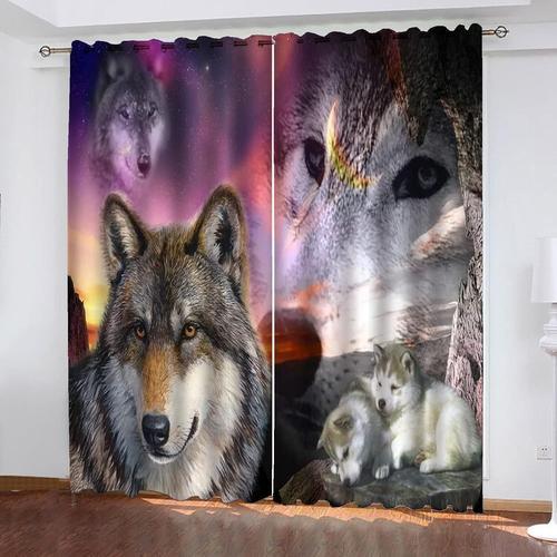 Rideau Occultant Jungle Animal Loup 166 X 150 Cm Rideaux 3d Avec Mo... on Productcaster.