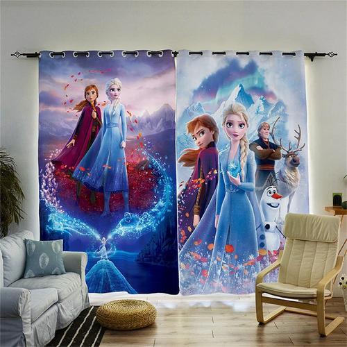 Ensembles De Rideaux Occultants Anime Frozen, Anna Elsa Olaf, Ridea... on Productcaster.